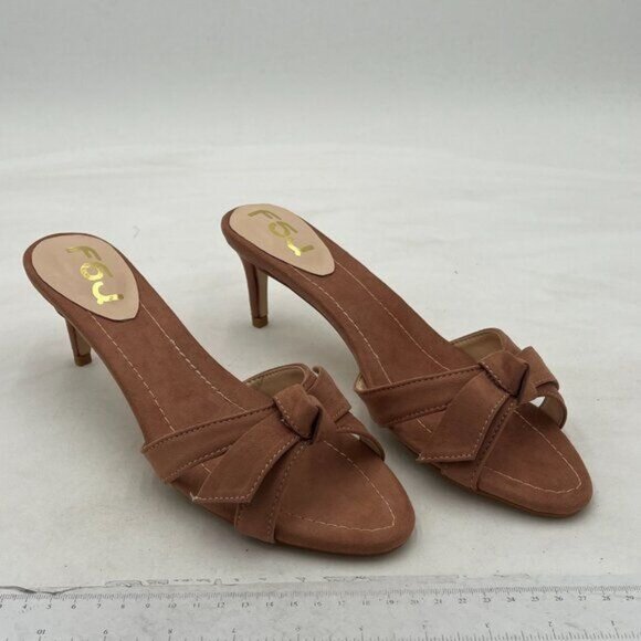 FSJ Women Cute Bowknot Slip On Mules Summer Open Toe Kitten Low Heel Sandal Ladi - Picture 4 of 8